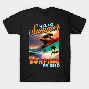 Riding Therapy, Hello Summer Vintage Funny Surfer Riding Surf Racing Surfing Lover Gifts T-Shirt